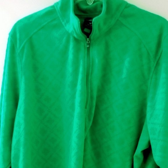 Lands End Woman Long Sleeve Green Fleece Pullover w/Zipper Blouse Top 16W-18W - Picture 1 of 10